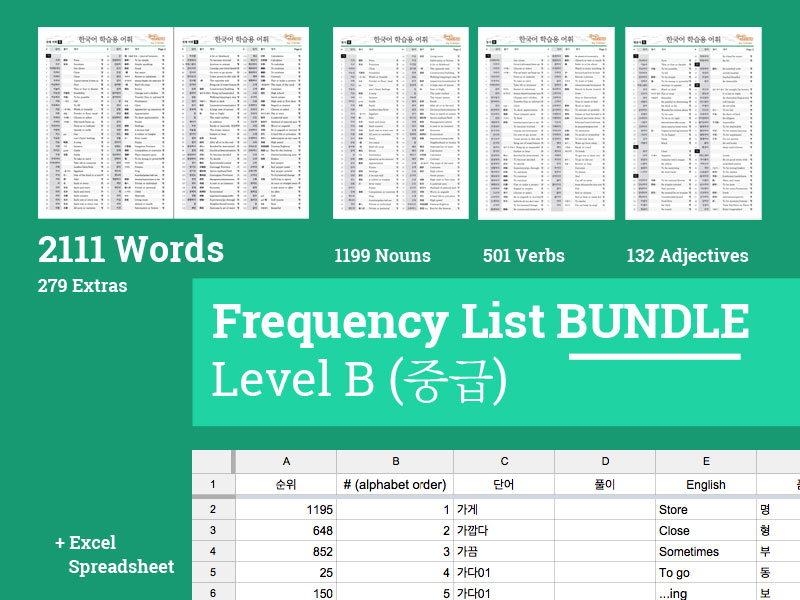 Key To Korean • Korean Vocabulary Frequency Lists (Intermediate)